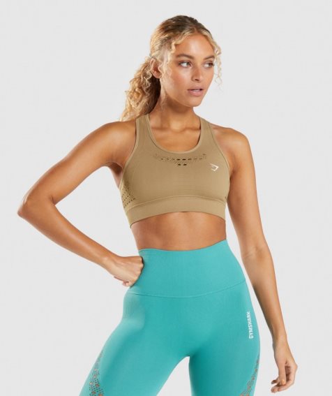 Staniki Sportowe Gymshark Energy Seamless Damskie Brązowe | PL 138MFW